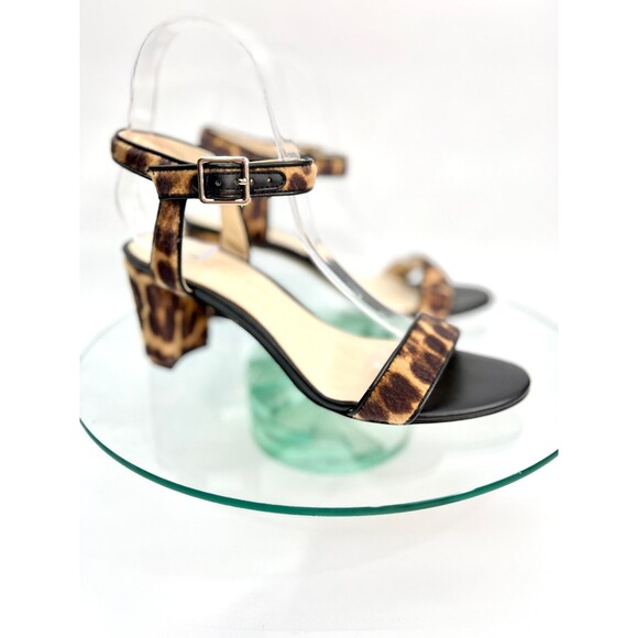 Nine West Pixel Sandals Animal Print Ankle Strap Sandals faux fur - Picture 1 of 5